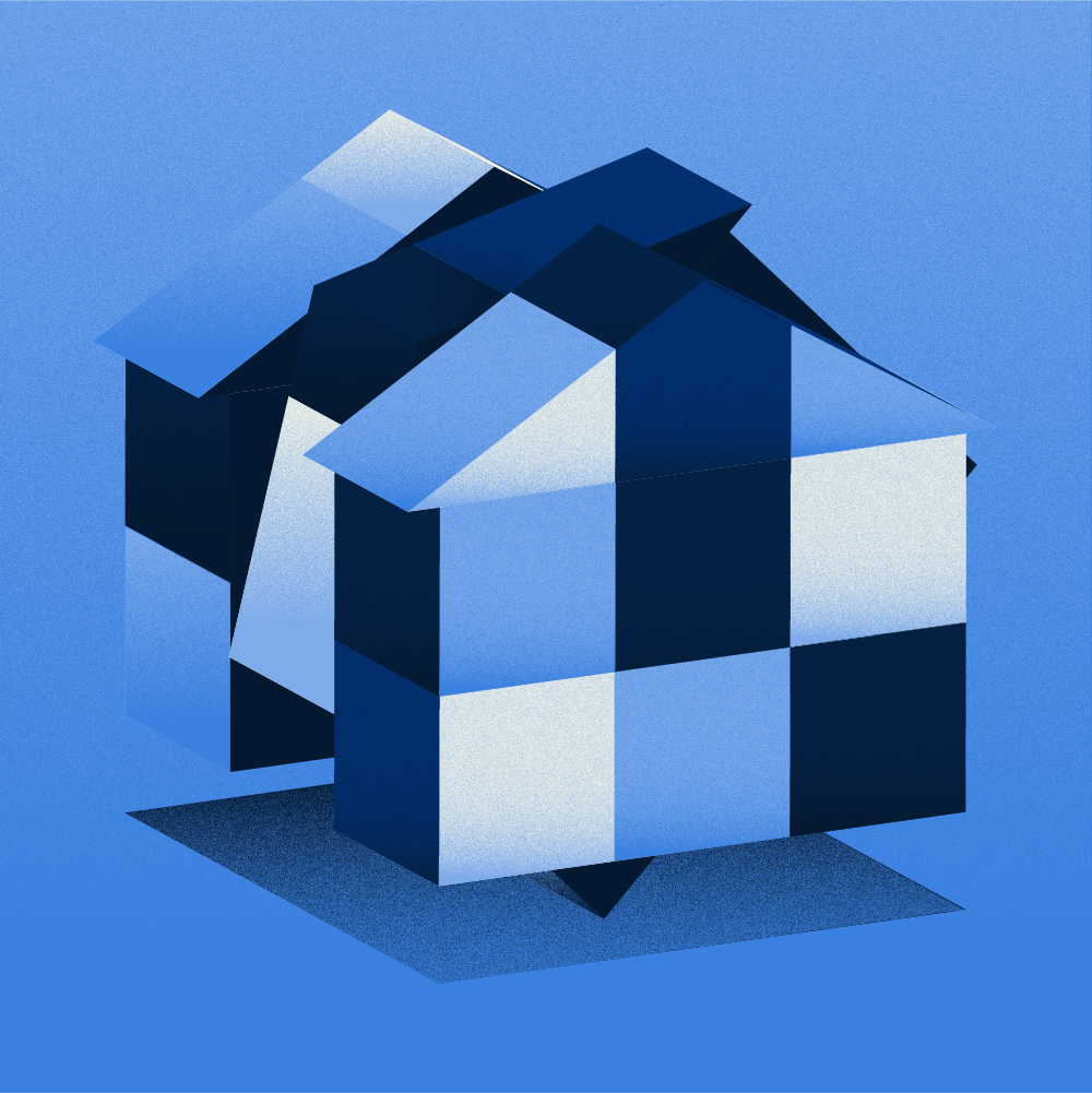 Illustration vectorielle d'un Rubiks Cube en forme de maison. Illustration éditoriale sur la complexité d'accès au logement.